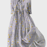 Izabella | Világos lila margarétás hosszú ruha