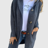 Gizel | Hosszú kötött kabát kapucnival